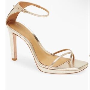Reformation Gilda Platform Metallic Gold Heels